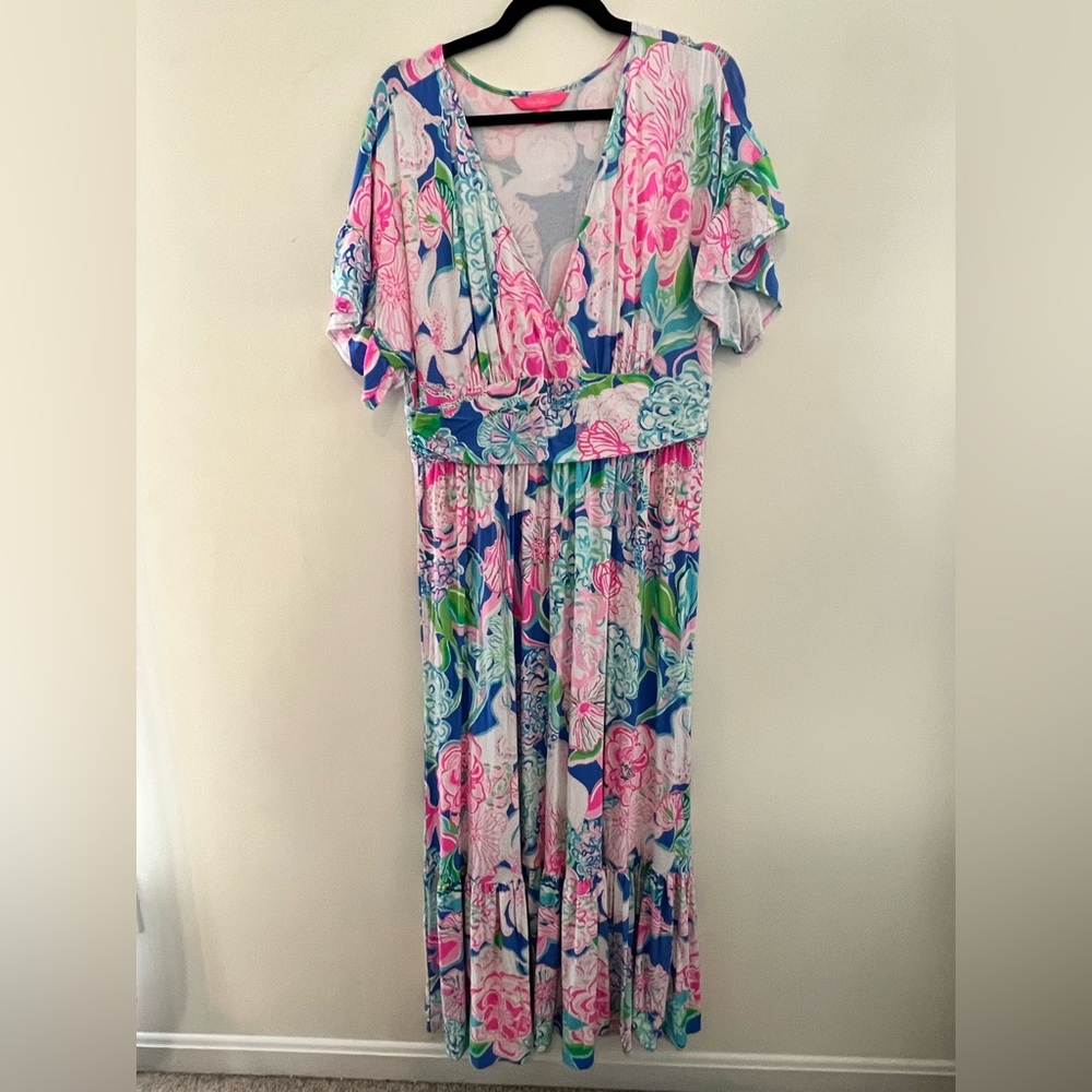 Lilly Pulitzer XL Jessi Ruffle Midi Dress NWOT